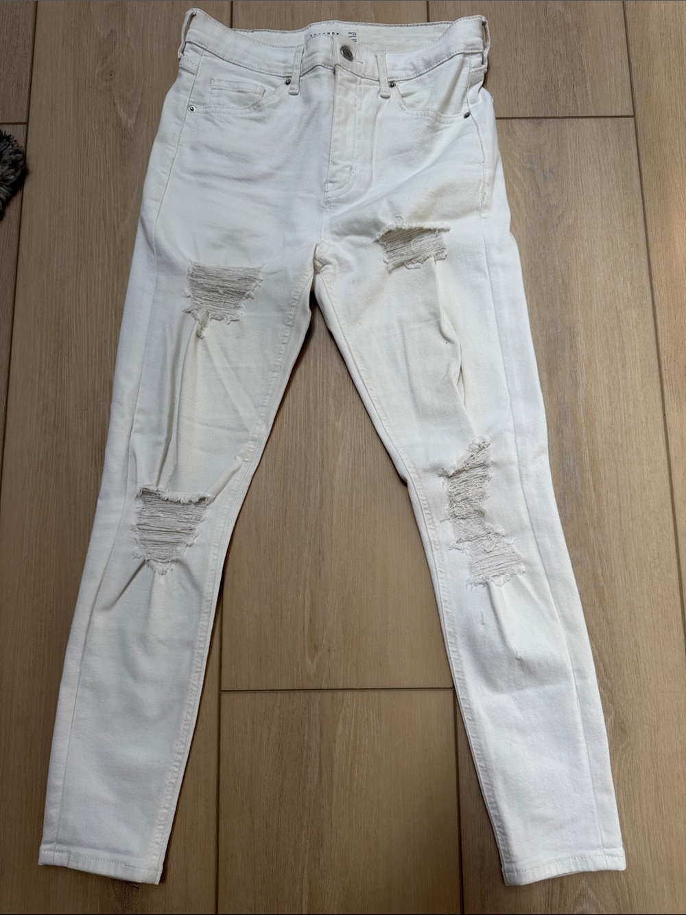 Topshop White Distressed Skinny Jamie Jeans